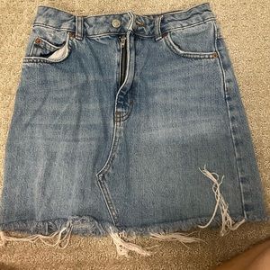 top shop light wash jean skirt